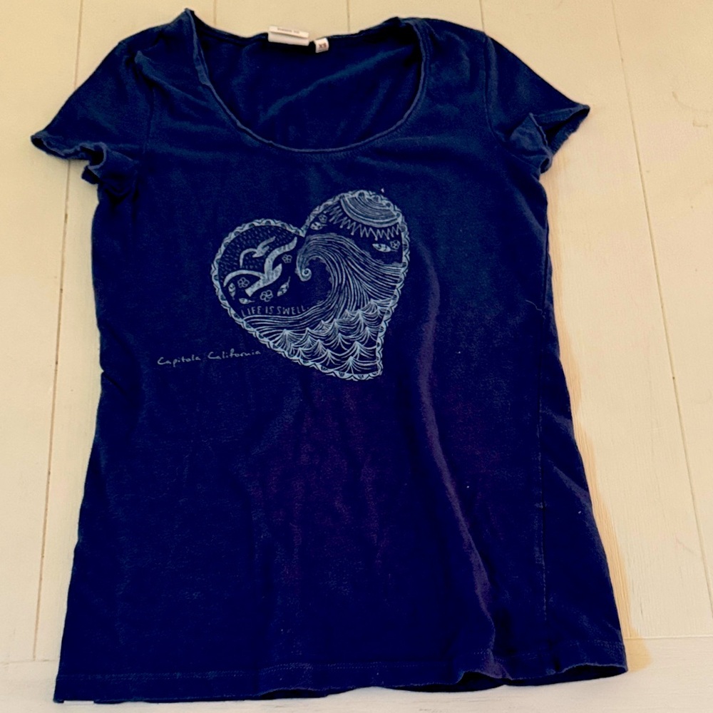 Navy Blue Graphic Women's Top
